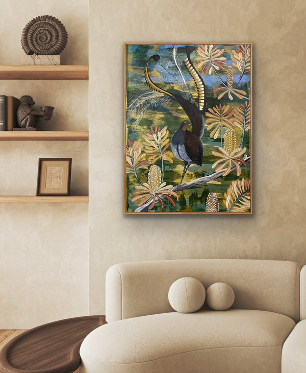 Lyrebird in the Banksia