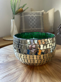 Mosaic Silver & Green Votive