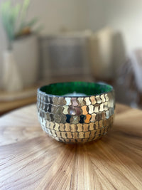 Mosaic Silver & Green Votive