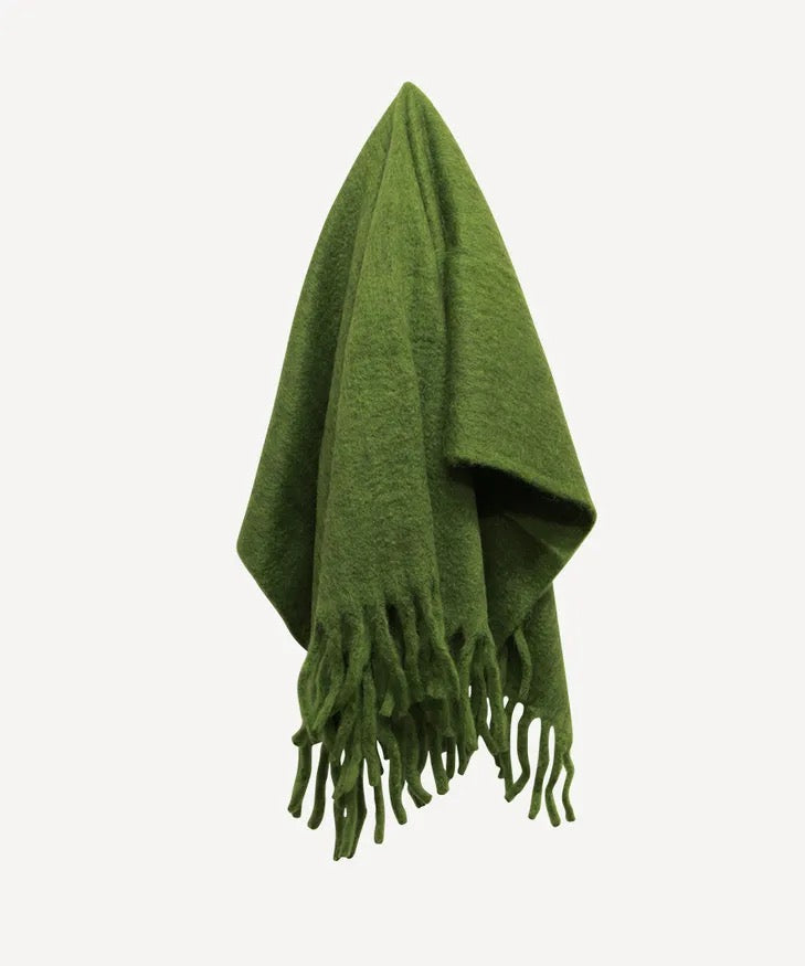 Fringed Sage Green Throw