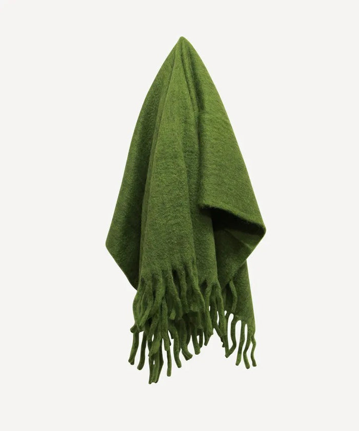 Fringed Sage Green Throw