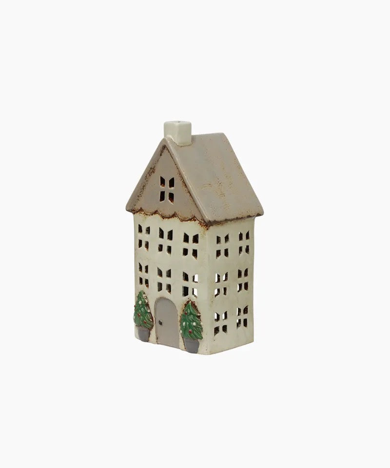 Christmas Tea Light House with Pots - Medium