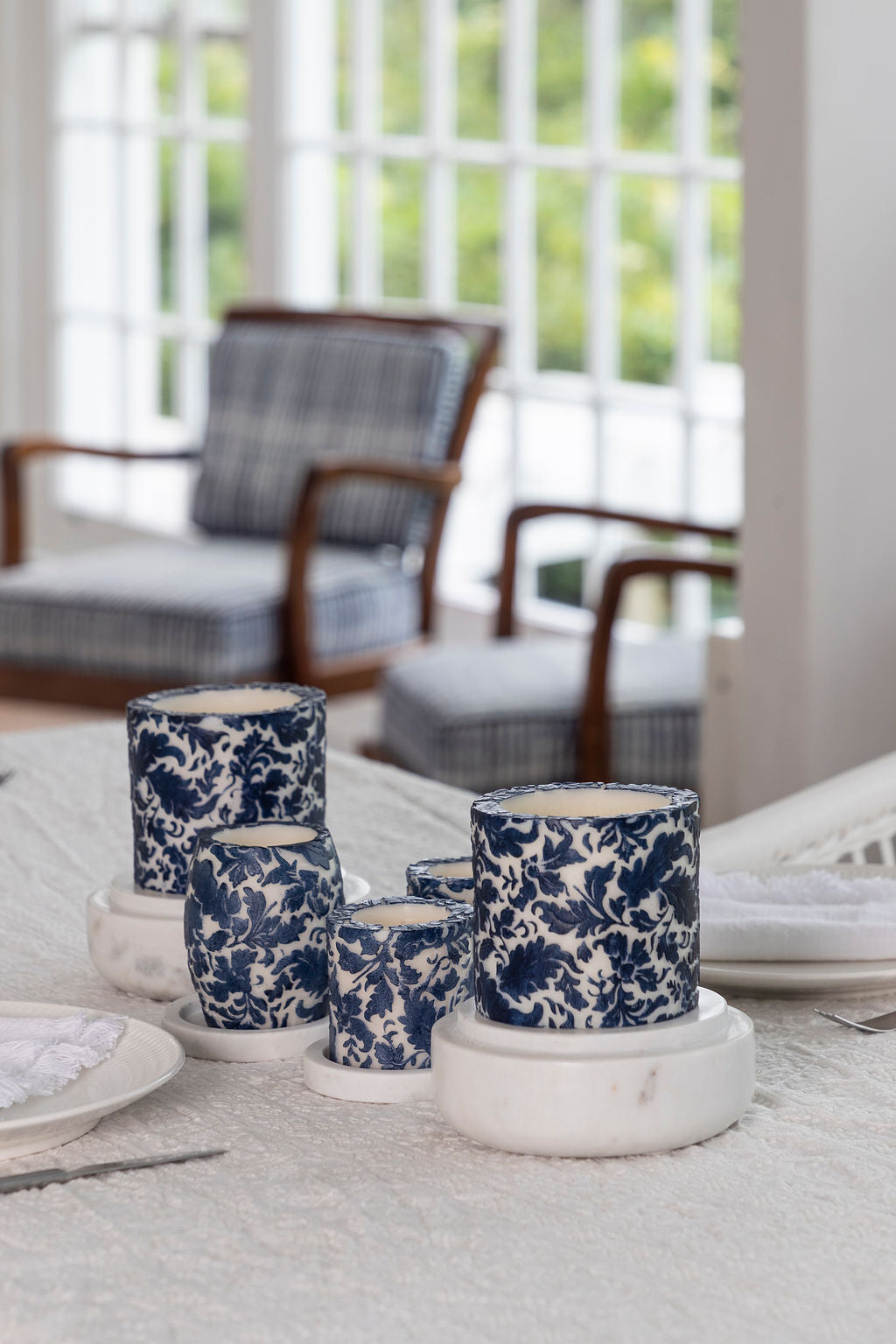 Natural Light - Indigo Damask