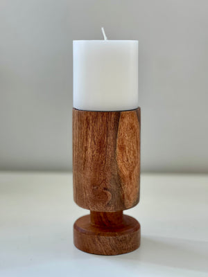 Acacia Pillar Candle Holder