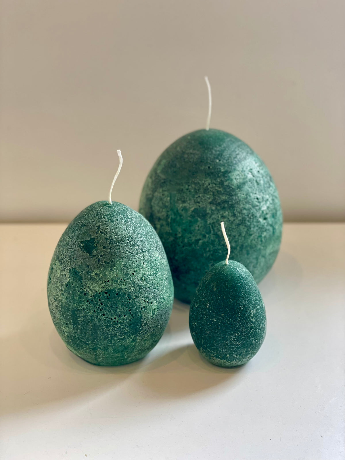 Textured Egg Candle Forest Green