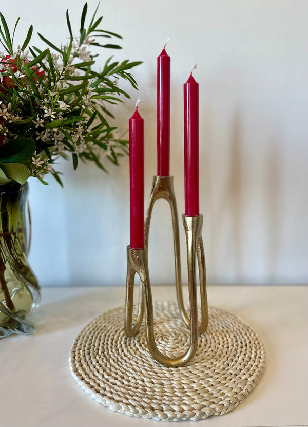 Amalfi Three Tiered Candelabra Gold