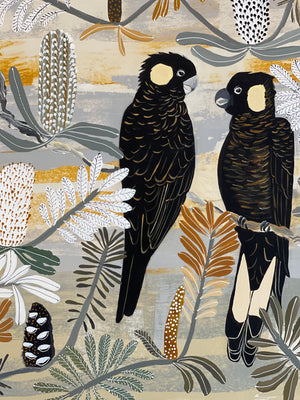 Black Cockatoos in the Banksia - Late Summer- Commission