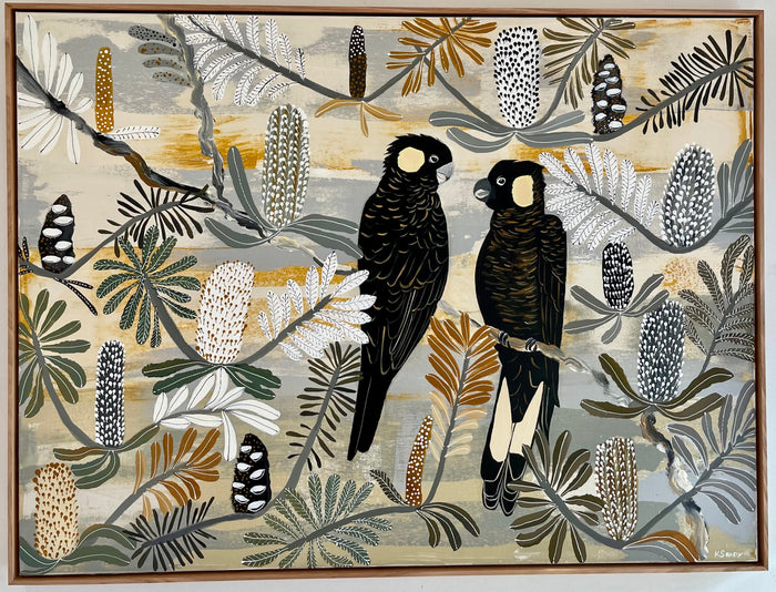 Black Cockatoos in the Banksia - Late Summer- Commission