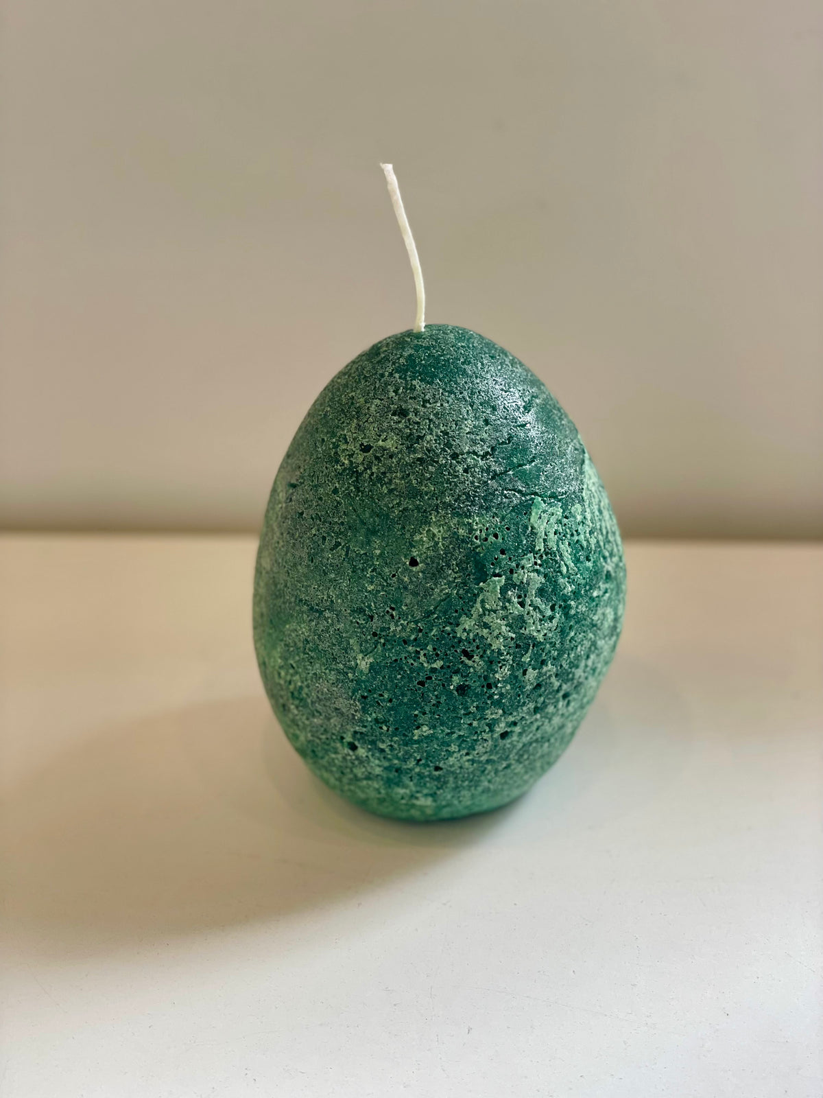 Textured Egg Candle Forest Green