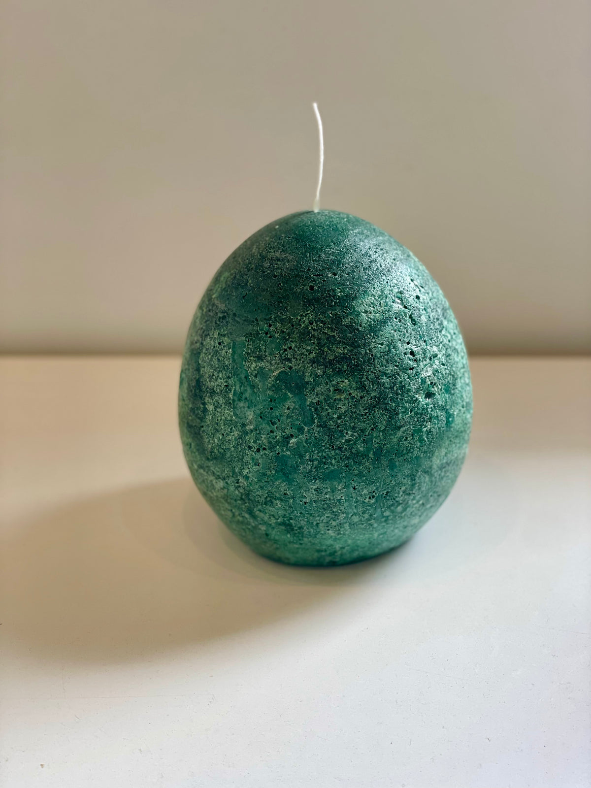 Textured Egg Candle Forest Green