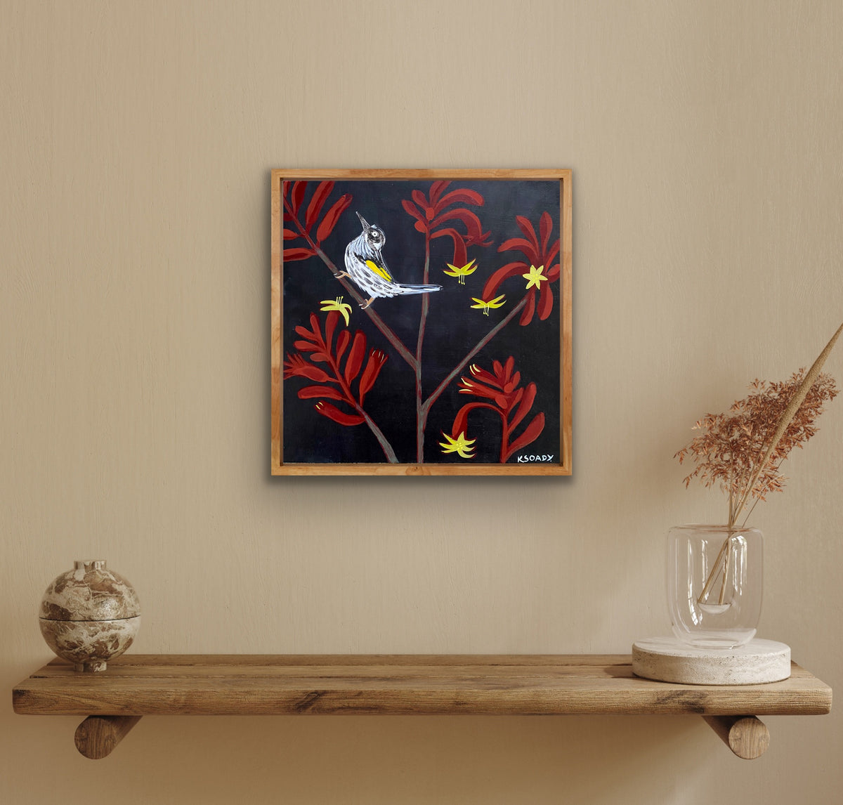 Kangaroo Paw and Honeyeater