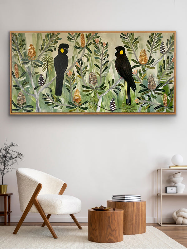 Black Cockatoos in the Banksia #7