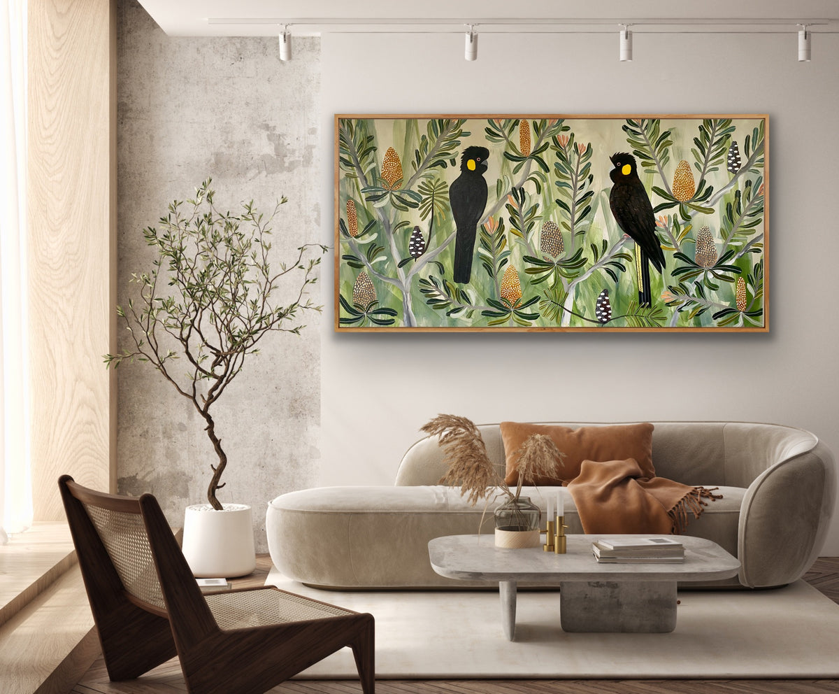 Black Cockatoos in the Banksia #7