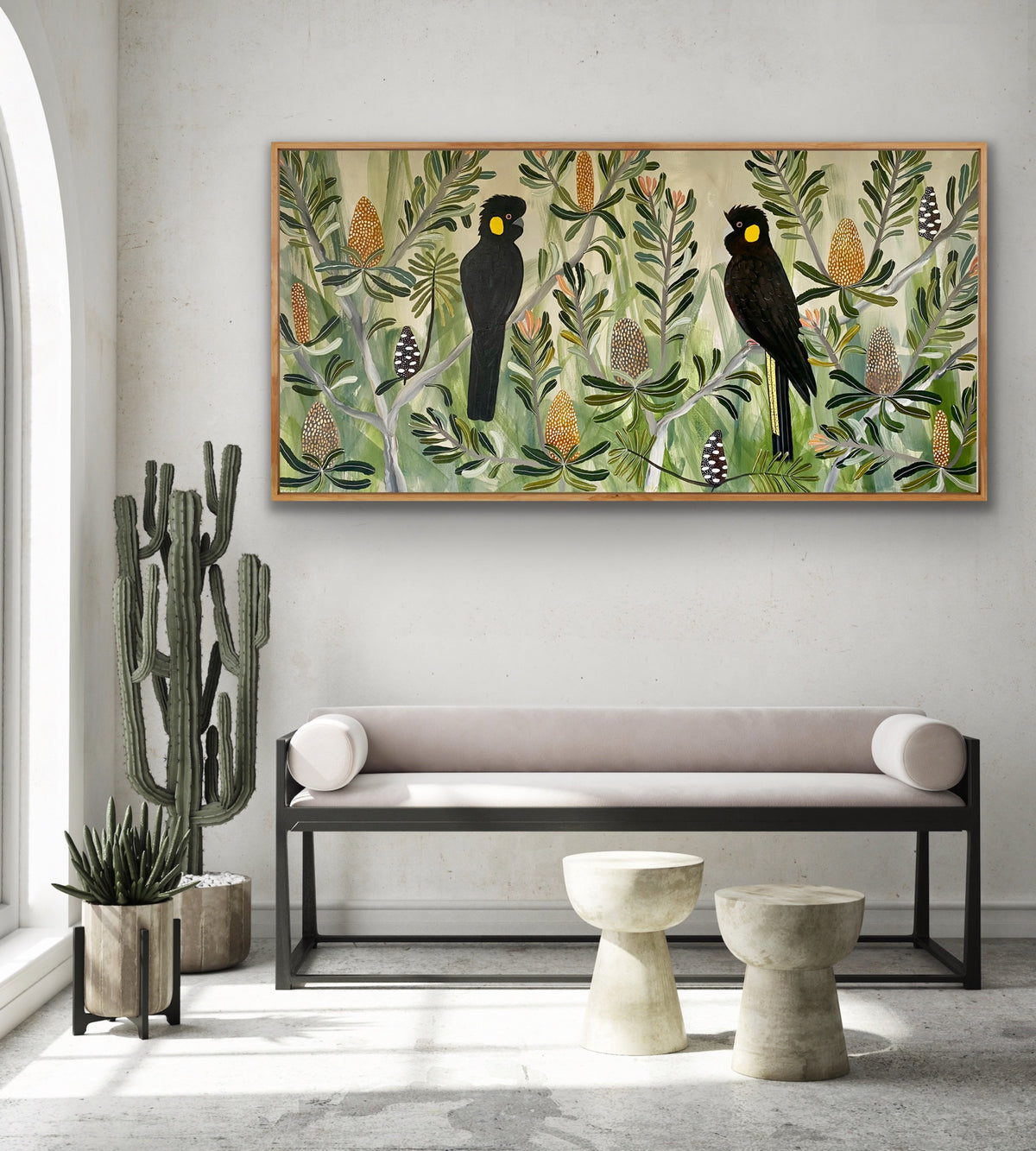 Black Cockatoos in the Banksia #7