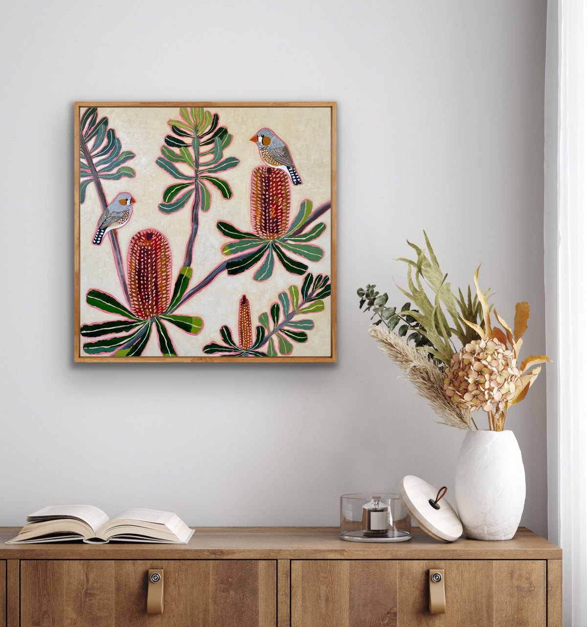 Zebra Finch & Banksia