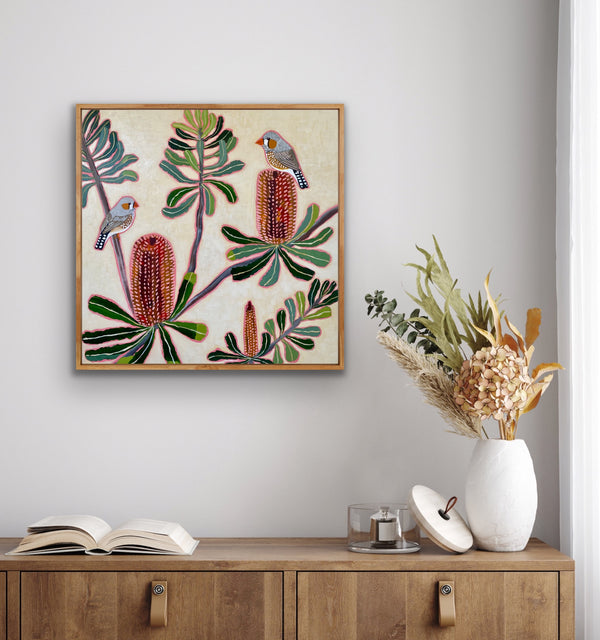 Zebra Finch & Banksia