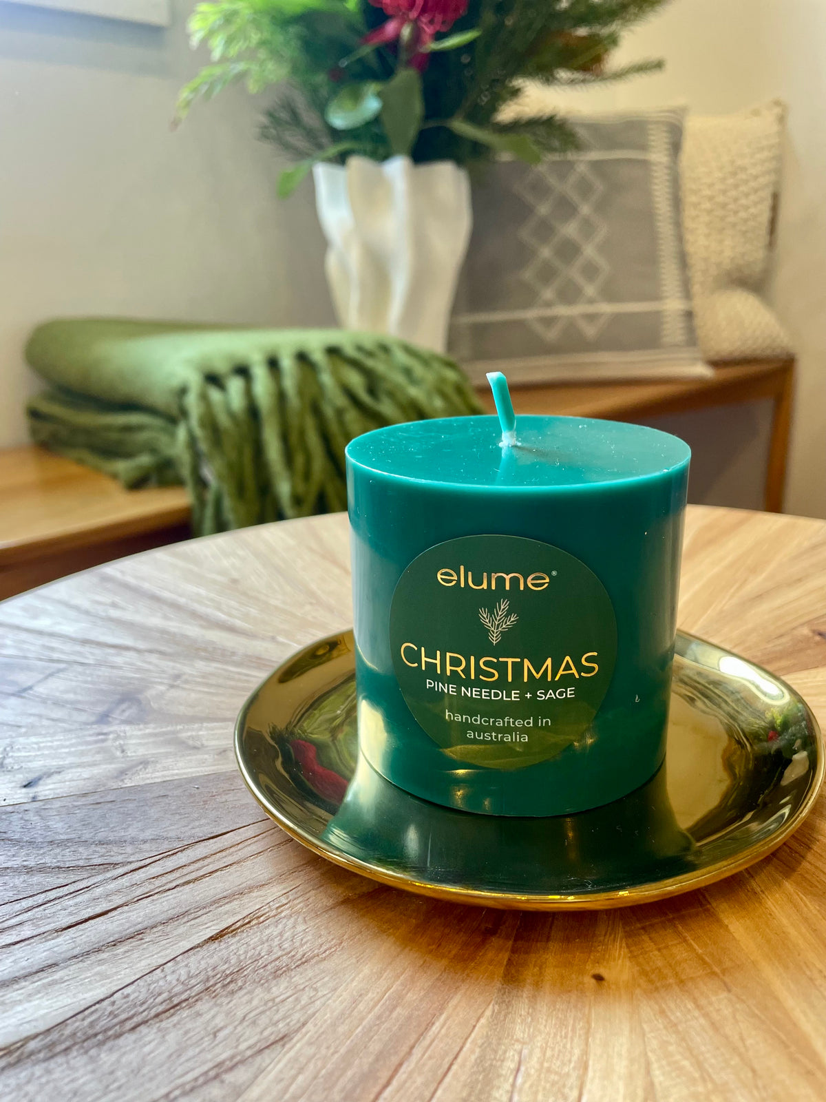 Christmas Pine Needle and Sage Pillars