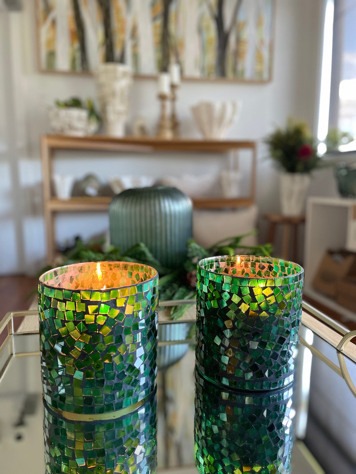Mosaic Green Votive