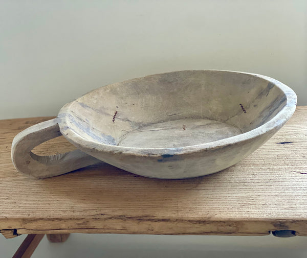 Bleached Wood Bowl with Handle