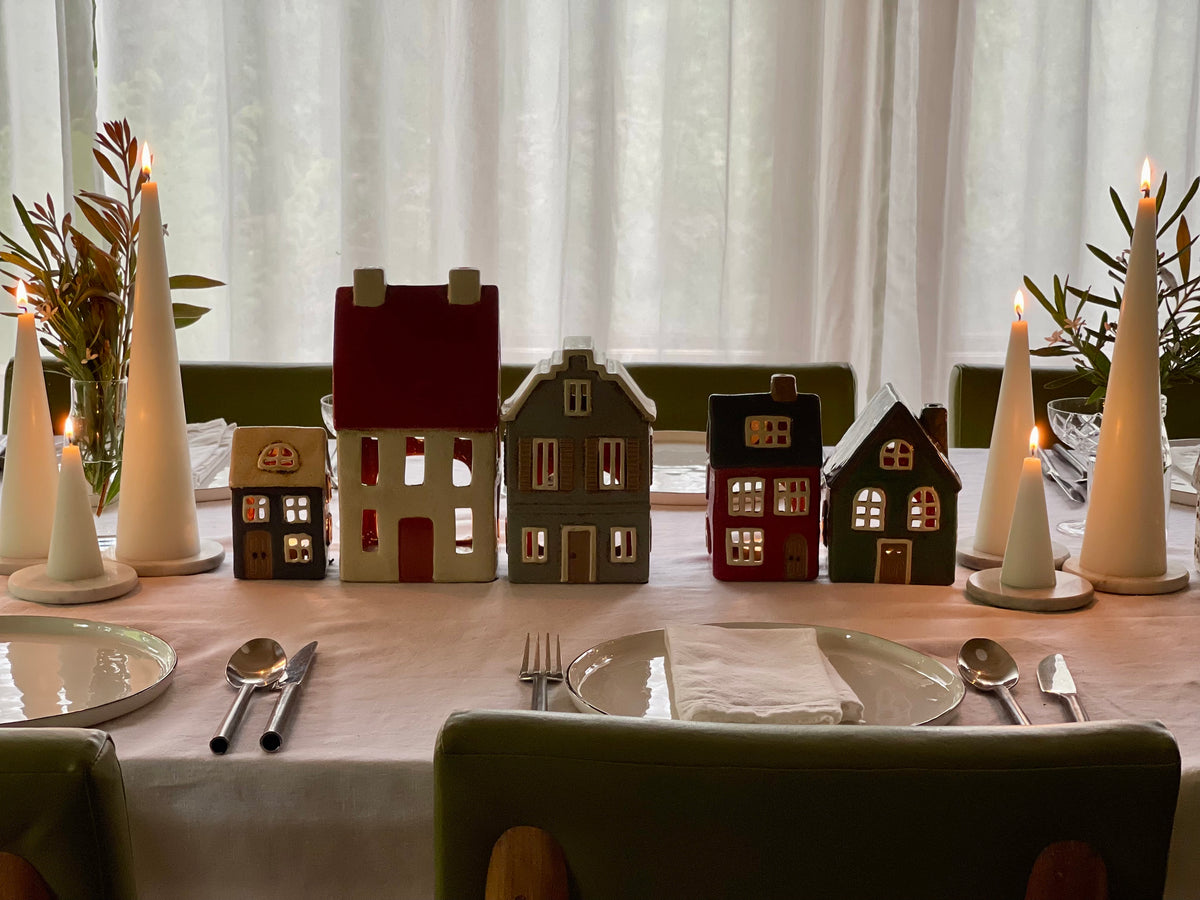 Alsace Tea Light House Navy Roof