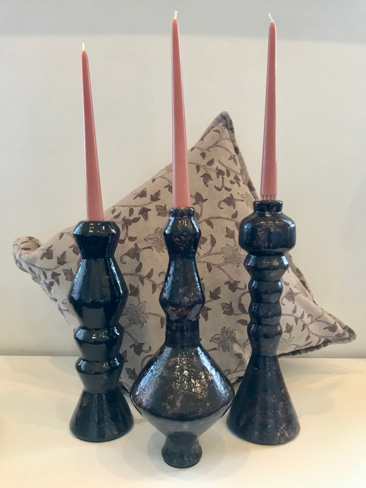 Lume Ridged Candle Holder Brown