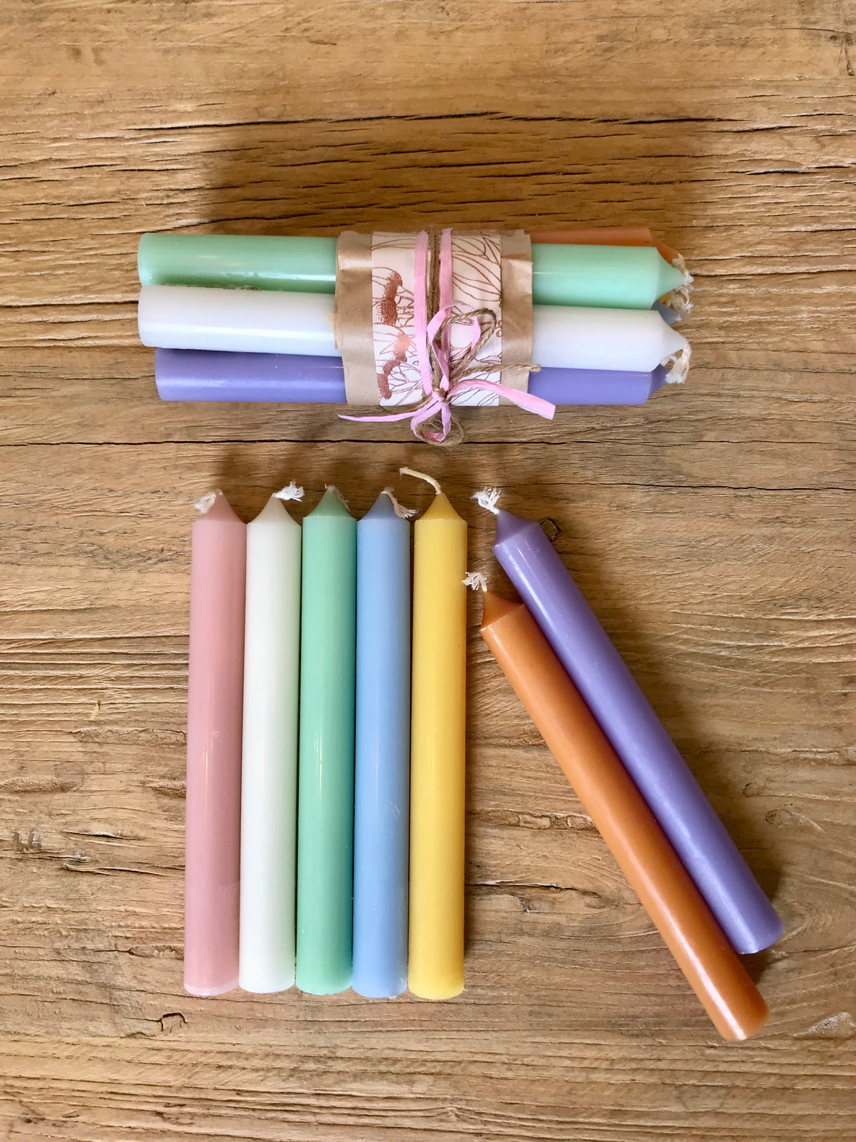 Bundle of 7 French Dinner Candles - Spring