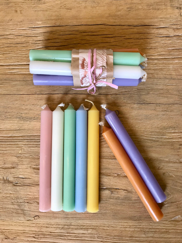 Bundle of 7 French Dinner Candles - Spring