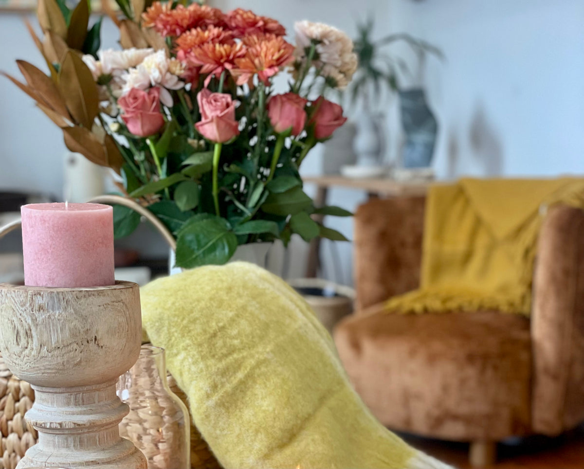 Fringed Mustard Throw