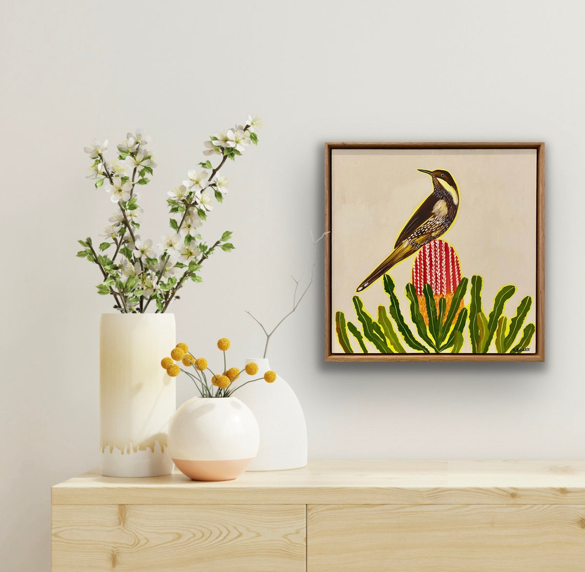 Wattlebird and Banksia