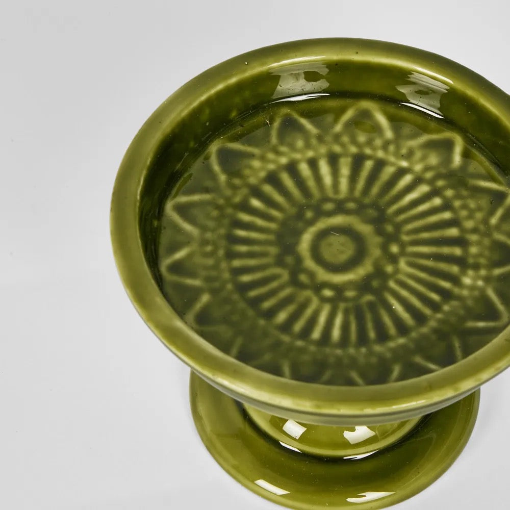 Salan Enamel Candle Stand Green