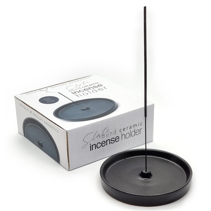 Round Ceramic Incense Holder  Black