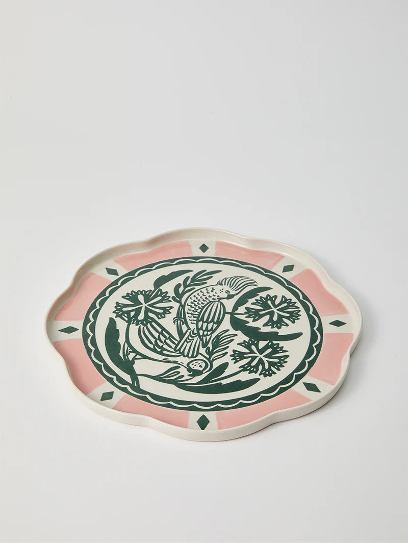 Del Sol Bird Platter Green