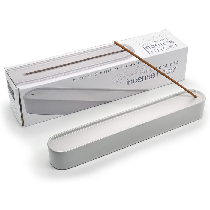 Long Ceramic Incense Holder  White