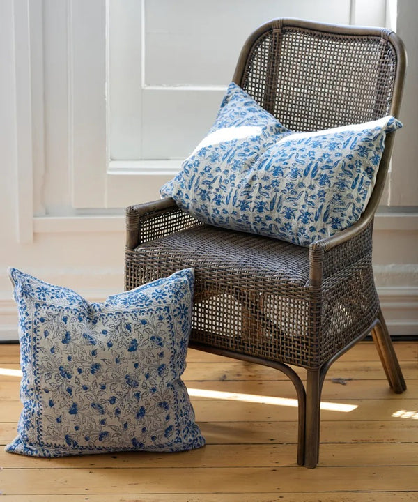 Sofia Handblocked Floral Azure Cushion