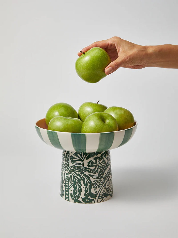 Del Sol Footed Platter Green