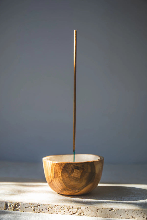 Shell Lined Teak Incense Holder