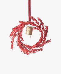 Hanging Beaded Ring with Bell Red