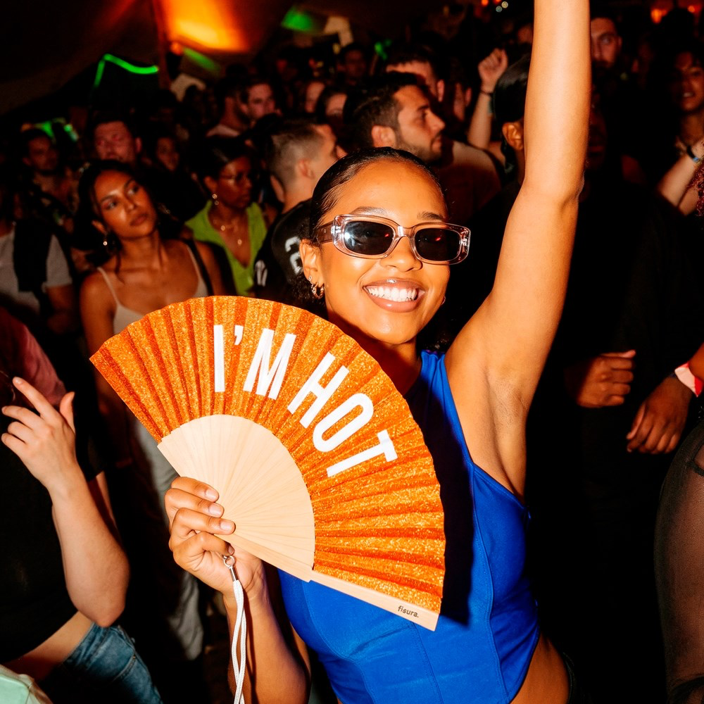 orange Glitter Fan 'I'm hot’