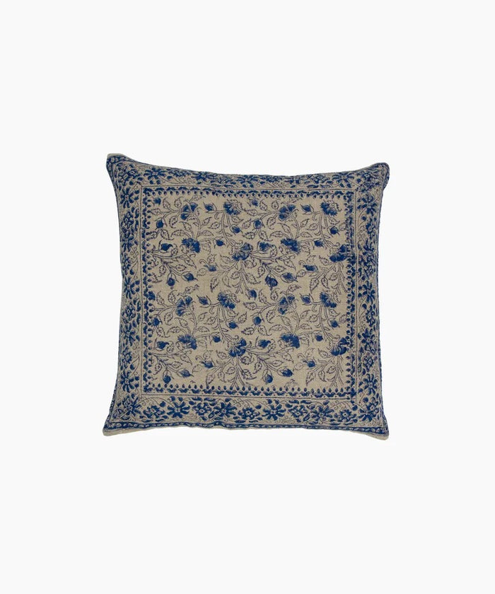 Sofia Handblocked Floral Azure Cushion