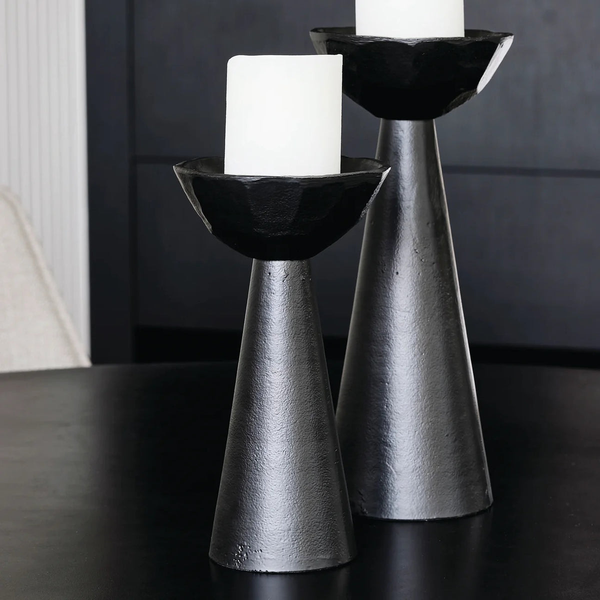 Norah Black Large Candle Holder