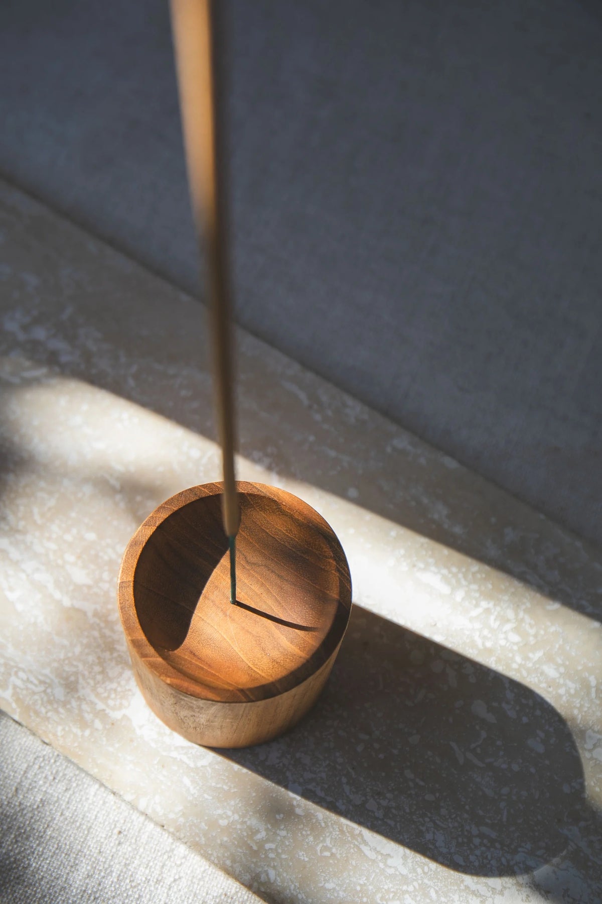 Cylinder Carved Timber Incense Holder