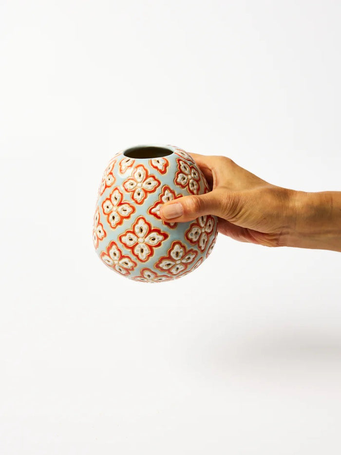 POLLEN VASE BLUE PAISLEY