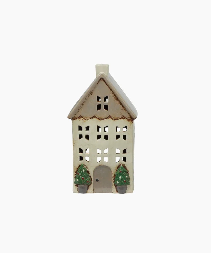 Christmas Tea Light House with Pots - Medium