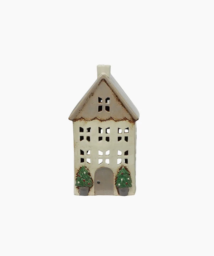 Christmas Tea Light House with Pots - Medium