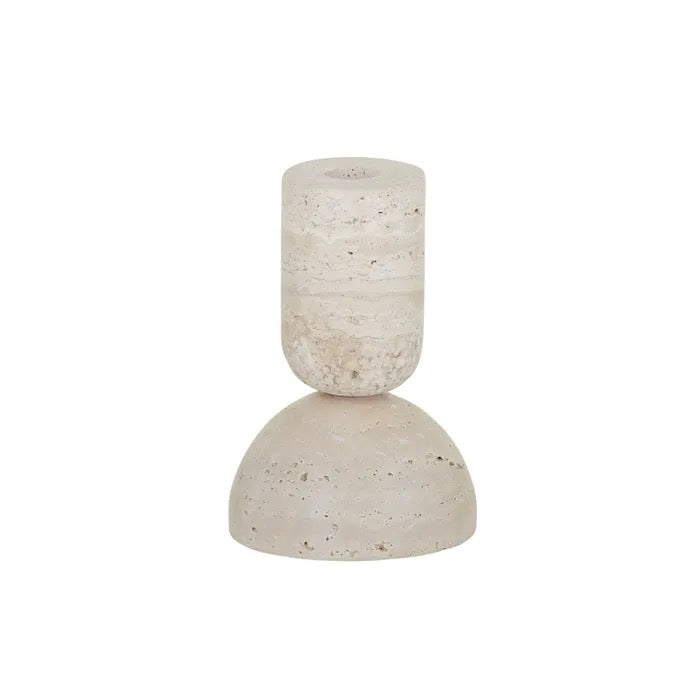 Len Travertine Candleholder