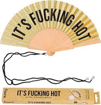 Gold Glitter hand Fan 'Its fucking hot’