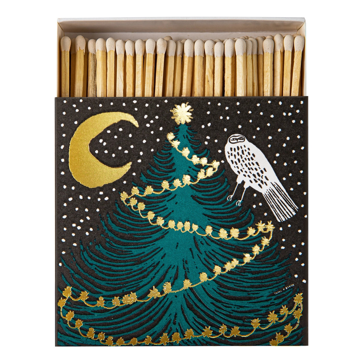 Owl, Moon and Tree | Square - Safety Matches 🎄