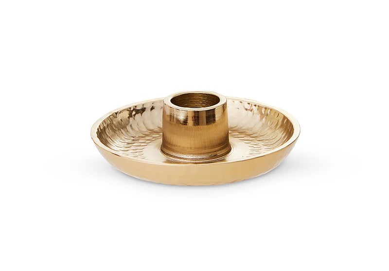 Dimpled Gold Candle Holder