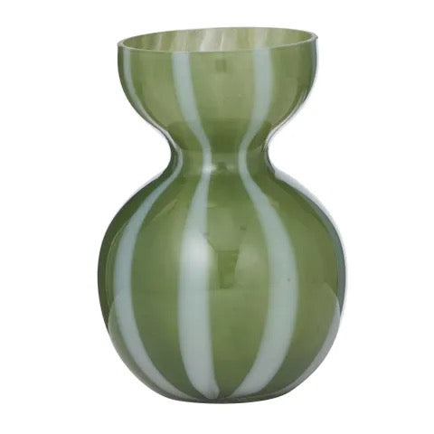 Bobbi Glass Vase Olive/white