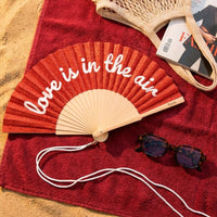 Red Glitter Hand Fan "love is in the air" red glitter